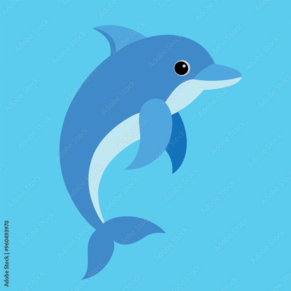 Fototapeta premium Bottlenose dolphin vector art illustration.