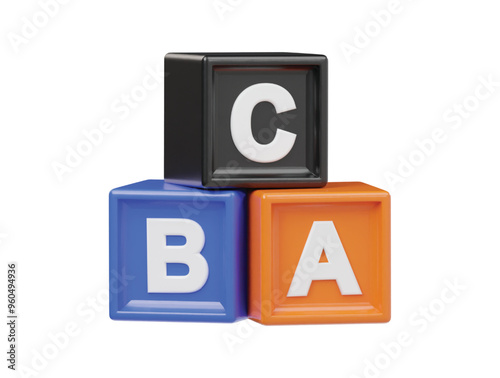 Abc block icon 3d render illustration