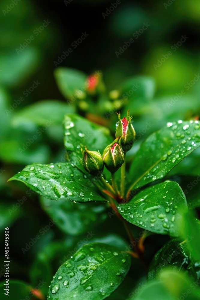 Close-up of vibrant green leaves with dew drops, showcasing the beauty of nature and the essence of growth in a lush environment. Close-up of vibrant green leaves with dew drops, showcasing the beauty of nature and the essence of growth in a lush environment.