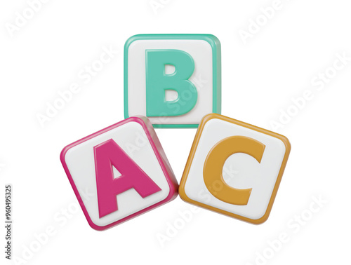 Abc block icon 3d render illustration