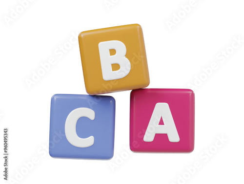 Abc block icon 3d render illustration