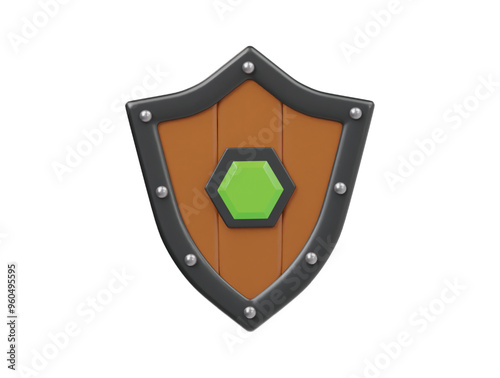 Gaming shield icon 3d render illustration