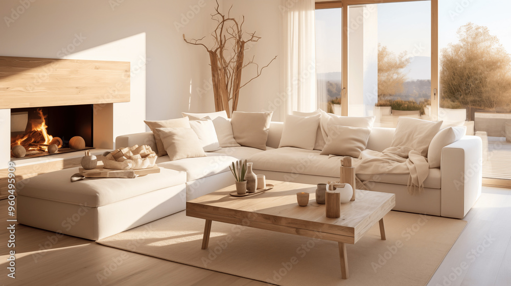 Plan sur un salon de couleurs claires et épurées, dans les tons blanc et beige. Luxe. Sofa, télé, table. Décorations, lumières douces. Pour conception et création graphique. Plan sur un salon de couleurs claires et épurées, dans les tons blanc et beige. Luxe. Sofa, télé, table. Décorations, lumières douces. Pour conception et création graphique.