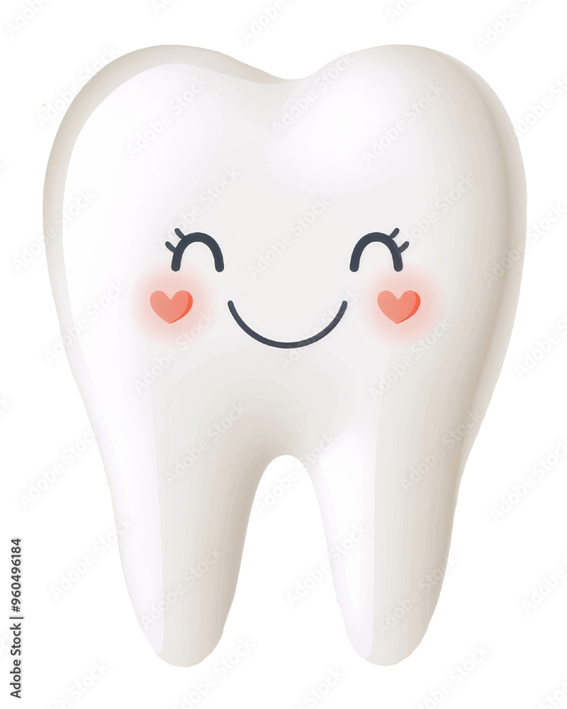 Cute cartoon tooth with a smile and blush, representing dental care and oral hygiene. Ideal for children's dental materials and educational content Clipart Element, Transparent Background. Cute cartoon tooth with a smile and blush, representing dental care and oral hygiene. Ideal for children's dental materials and educational content Clipart Element, Transparent Background.
