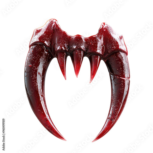 Sharp, Red Fangs Drip with Blood, A Chilling Reminder of the Night's Horror photo