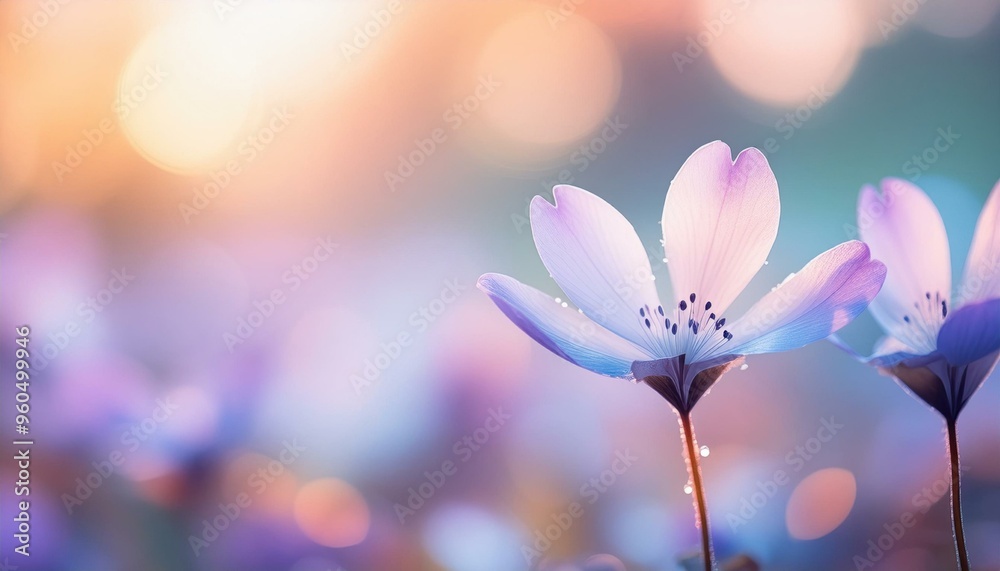 Purple flowers with a blurry background of blue and pink, plant background Purple flowers with a blurry background of blue and pink, plant background