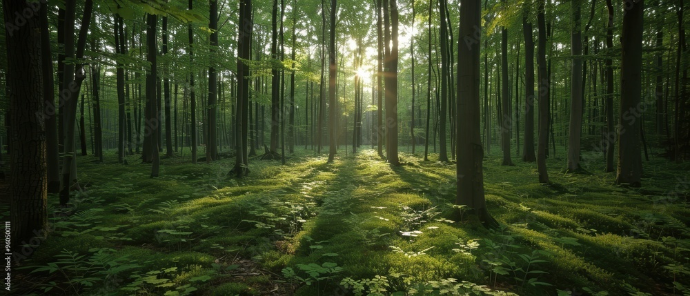 Obraz premium Lush Springtime Forest in Stunning