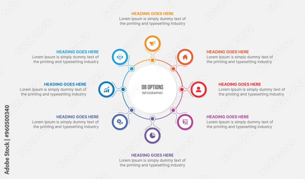 Obraz premium Circle Infographic Template Design With 8 Steps, Process Workflow Diagram