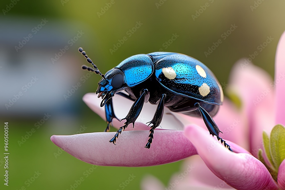Beetles on magnolia blossoms, shiny armor, large petals add an element of strength to delicate flowers Beetles on magnolia blossoms, shiny armor, large petals add an element of strength to delicate flowers
