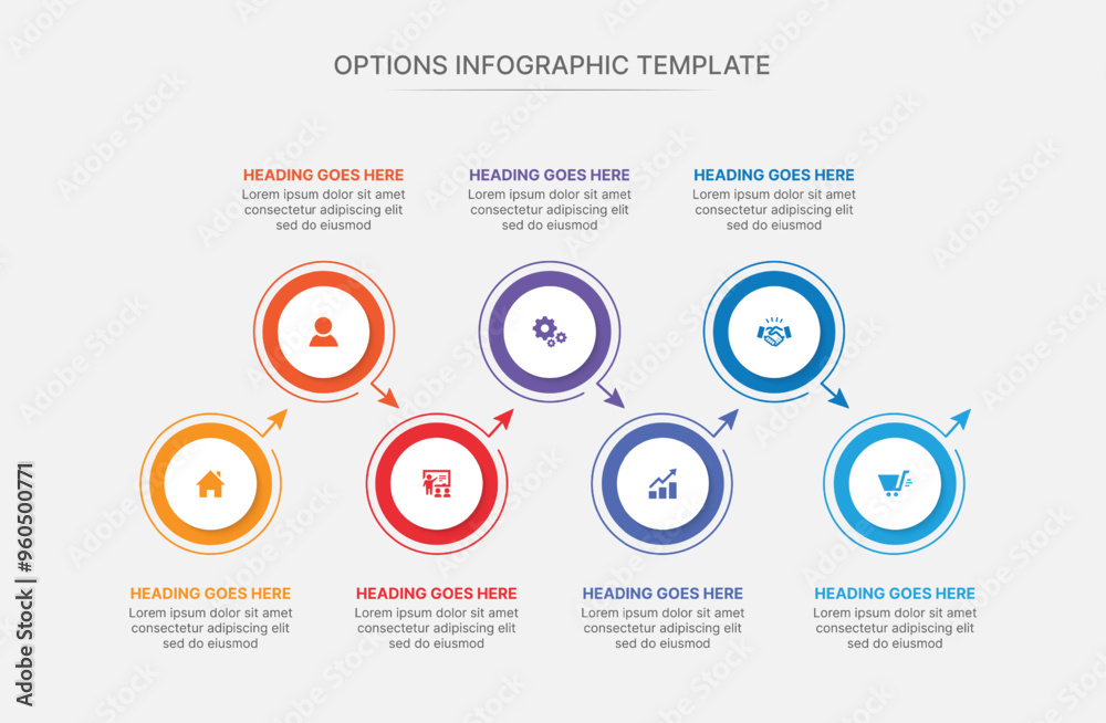 Fototapeta premium Infographic Template Design With 7 Steps, Process Workflow Diagram