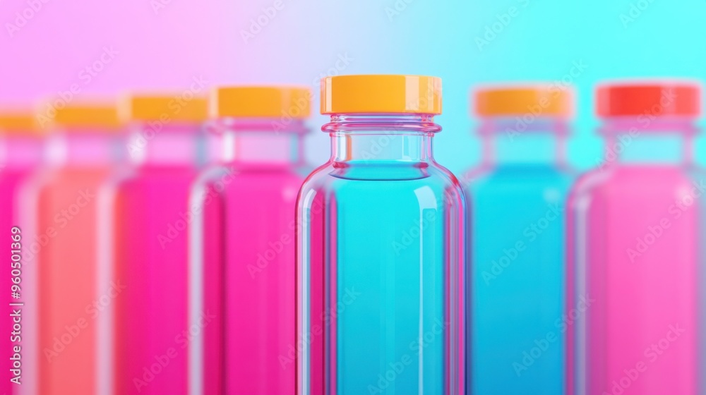 Longevity elixir, vibrant colors, essence of health, vitamin-rich, 3D illustration