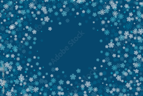 Vector Christmas and New Year snowflakes background elements in flat style