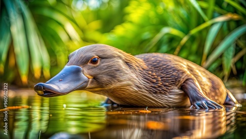 a platypus with beautiful natural background