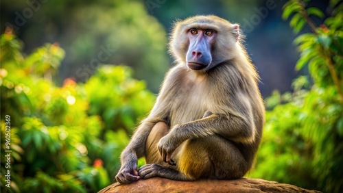 Obraz na płótnie a baboon with beautiful natural background