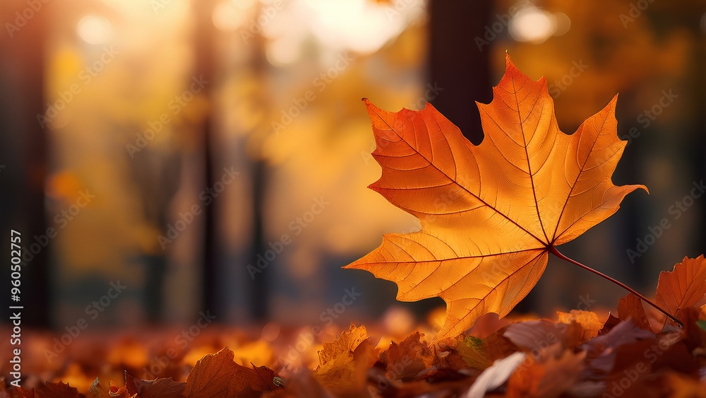 Autumn in the forest, red and yellow fallen leaves. Falling autumn leaves against the backdrop of an autumn forest, blurred background. Autumn in the forest, red and yellow fallen leaves. Falling autumn leaves against the backdrop of an autumn forest, blurred background.