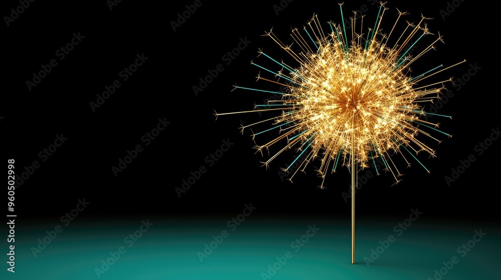 Fototapeta premium A sparkling wand illuminating the night, capturing the essence of joy and celebration during New Year's Eve festivities