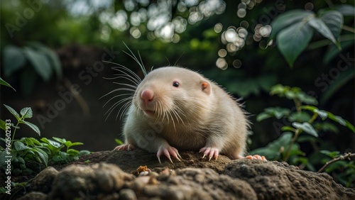 a mole rat with beautiful natural background photo