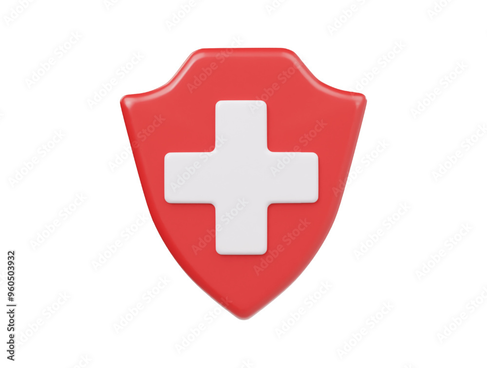 Fototapeta premium Medical shield icon 3d render illustration