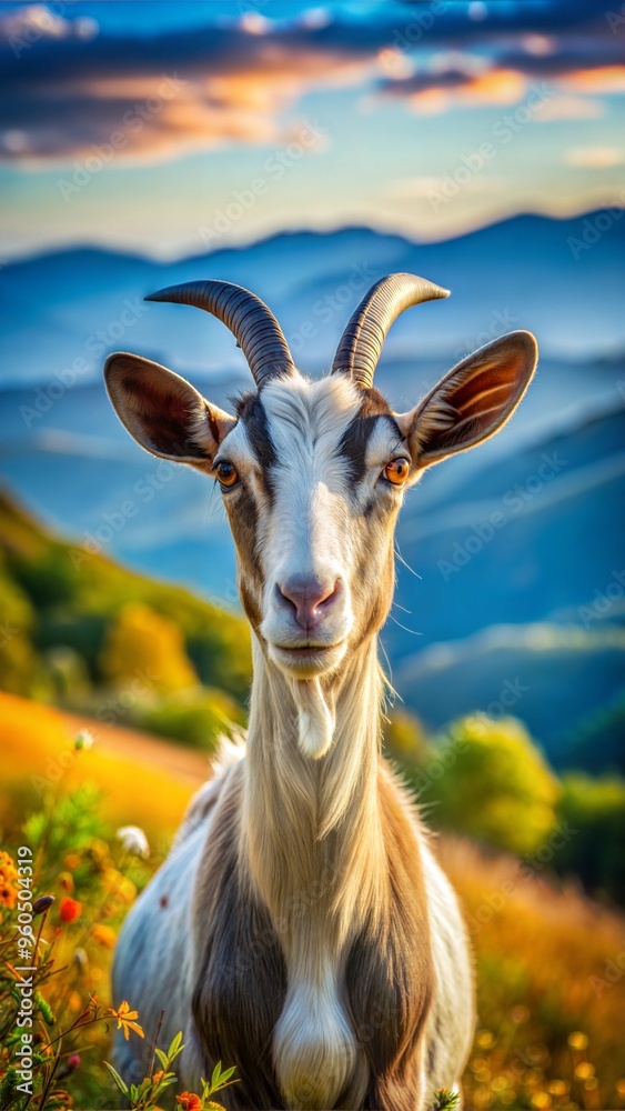 Fototapeta premium a goat with beautiful natural background