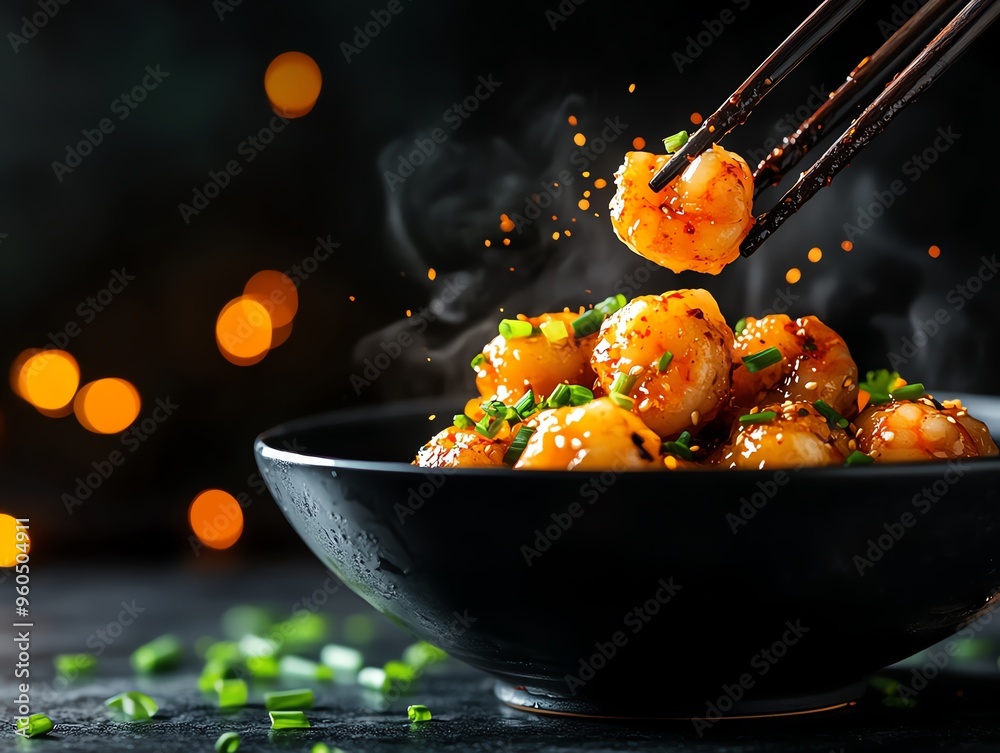 A bowl of Cantonesestyle wonton soup with shrimp dumplings, garnished with chives and served with a side of chili oil A bowl of Cantonesestyle wonton soup with shrimp dumplings, garnished with chives and served with a side of chili oil