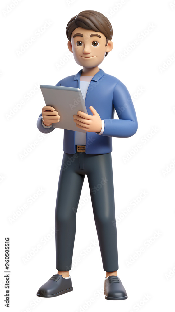 man with tablet 3d plastic icon isolated man with tablet 3d plastic icon isolated