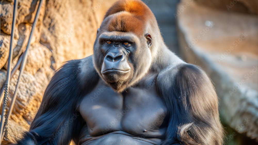 a gorilla with beautiful natural background a gorilla with beautiful natural background