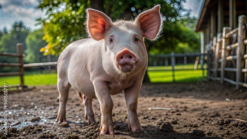 a pig with beautiful natural background