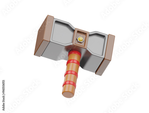 Gaming hammer icon 3d render illustration