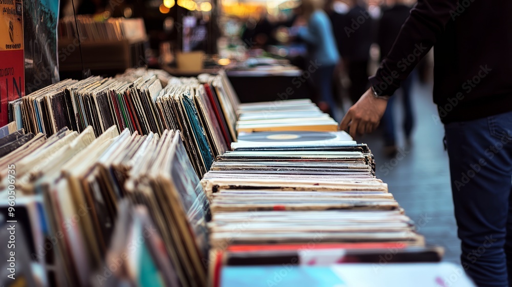 Obraz premium Vinyl Paradise: Discover Rare Gems at This Vibrant Record Fair