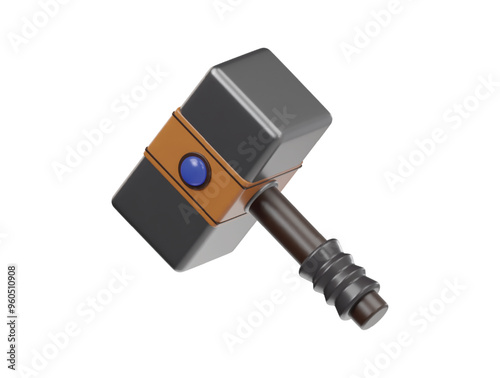 Gaming hammer icon 3d render illustration