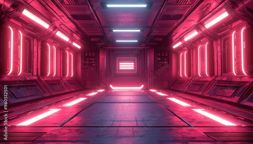 Futuristic Pink and White Illuminated Corridor Futuristic Pink and White Illuminated Corridor