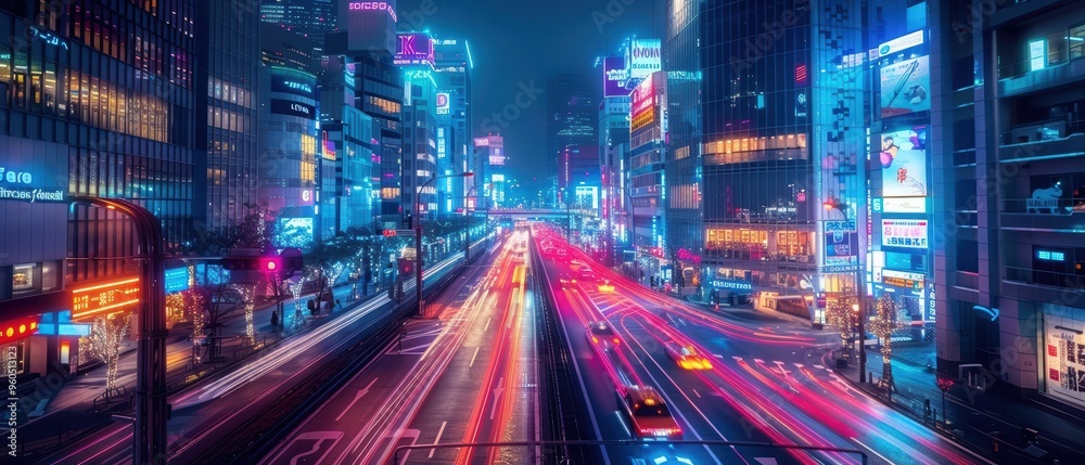 Illuminated Night Cityscape in Stunning Illuminated Night Cityscape in Stunning