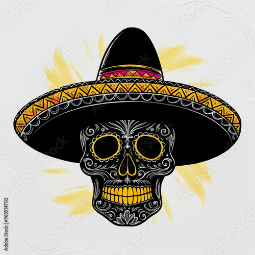 pirate skull with a sombrero