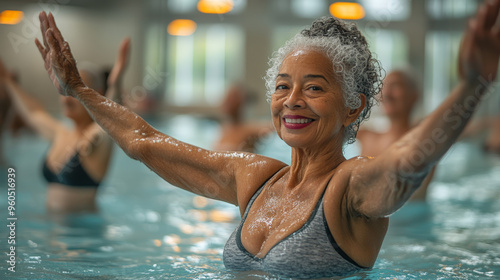 Smiling Senior Woman Enjoying Water Activities photo