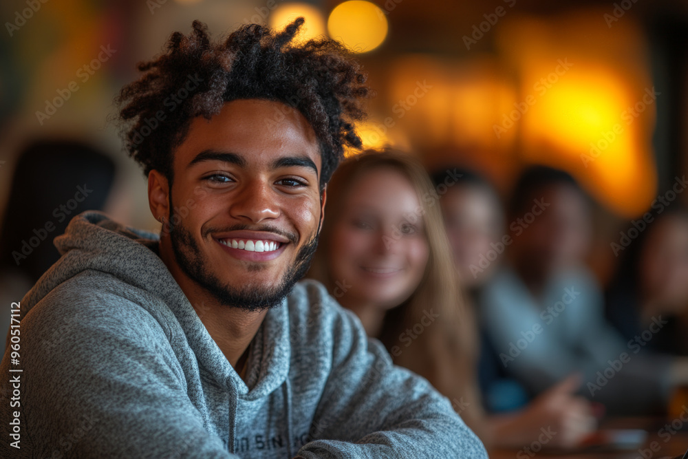 Smiling Man with Team in a Modern Office Smiling Man with Team in a Modern Office