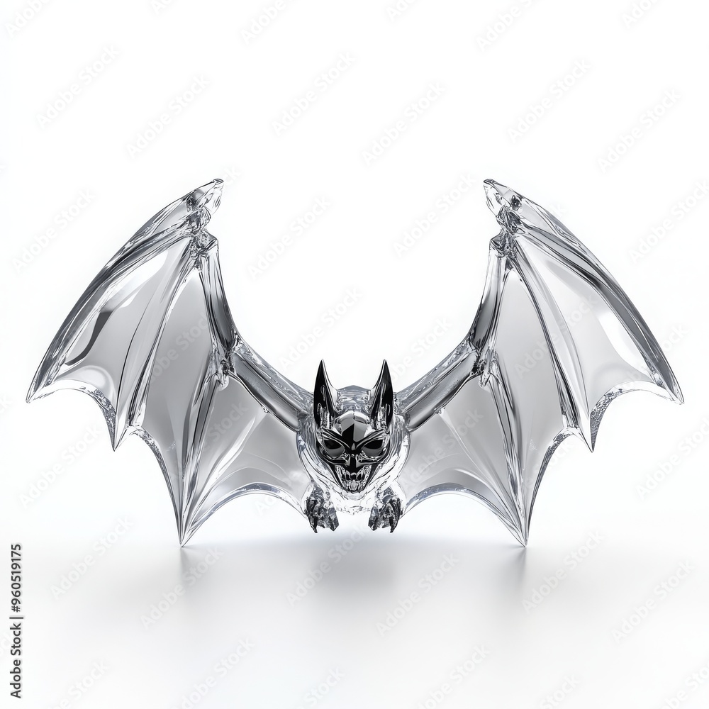 Obraz premium Elegant glass sculpture of a bat showcasing intricate details and a striking design, perfect for decor or art enthusiasts.