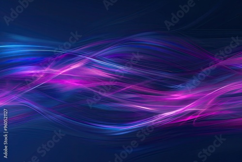 Abstract Purple and Blue Waves of Light on a Dark Background