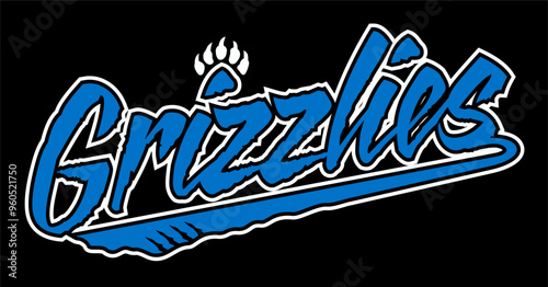 grizzlies team design with claw print for school, college or league sports