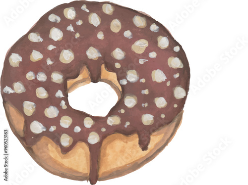 assorted colourful donut hand drawn watercolour art