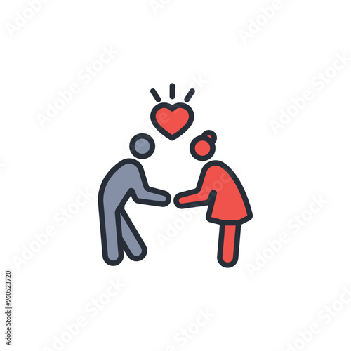 couple icon. vector.Editable stroke.linear style sign for use web design,logo.Symbol illustration.