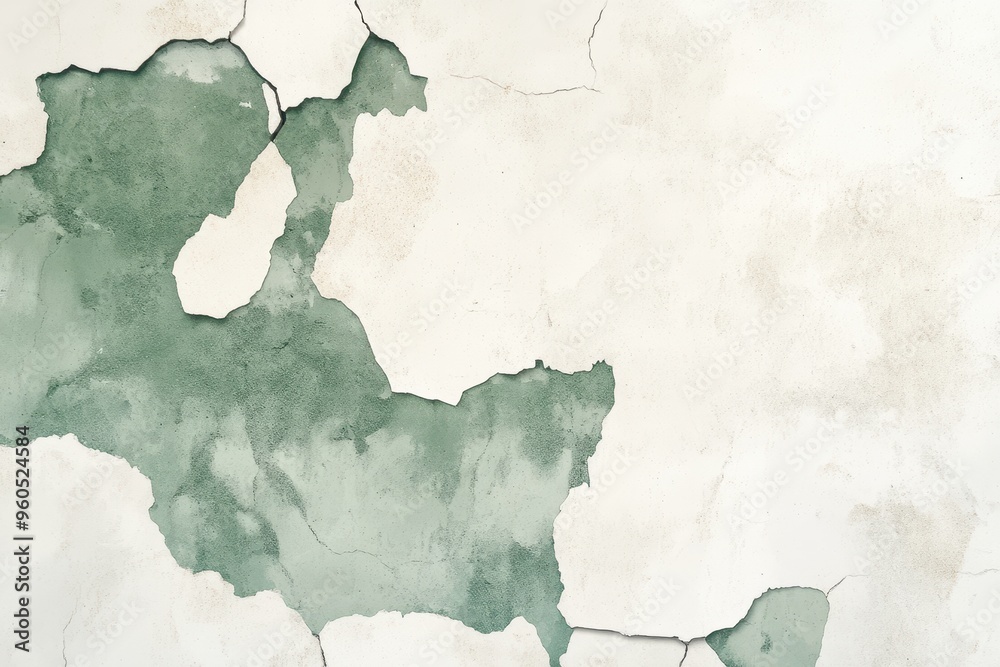 A textured wall with beautiful green and white watercolor stains, perfect for artistic and abstract backgrounds. A textured wall with beautiful green and white watercolor stains, perfect for artistic and abstract backgrounds.