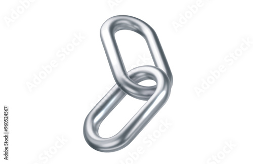 Silver chain with reflective gloss PNG. 3D chrome metallic retro futuristic design element. Isolated realistic vector design elements for a 2000s
