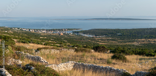 Landscape of Adriatic sea and islands, viewpoint Simuni on island Pag in Croatia photo