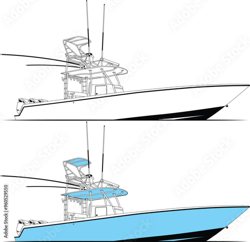 Fishing boat vector art, High-quality printable design