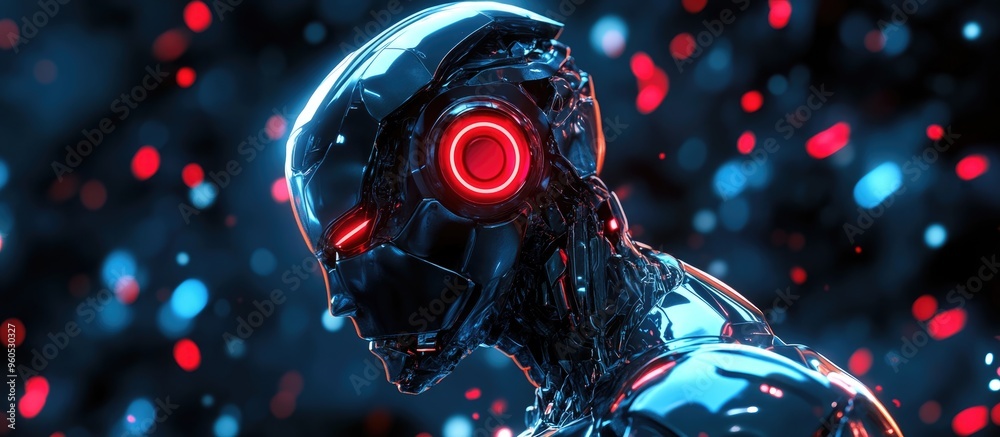 Furious 3D rendering of a cyborg character Furious 3D rendering of a cyborg character