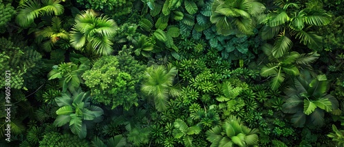 Serene Aerial View of a Lush Tropical Rainforest Canopy Paradise