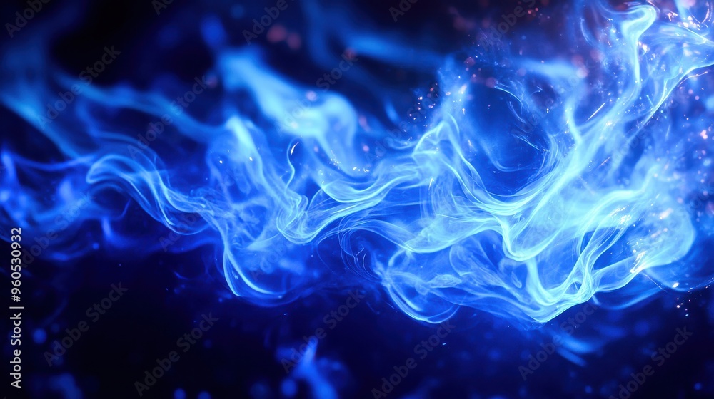 Vibrant, glowing blue wisps dance through the darkness, evoking a sense of wonder and mystery as they intertwine in a mesmerizing display of light Vibrant, glowing blue wisps dance through the darkness, evoking a sense of wonder and mystery as they intertwine in a mesmerizing display of light