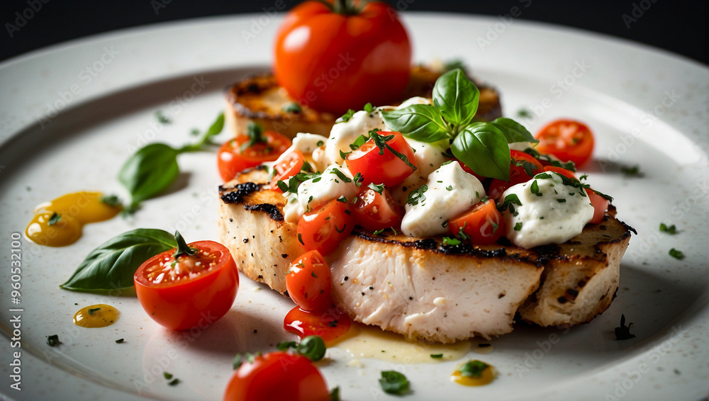 Seared Tuna Steak with Caprese Salad and Basil Seared Tuna Steak with Caprese Salad and Basil