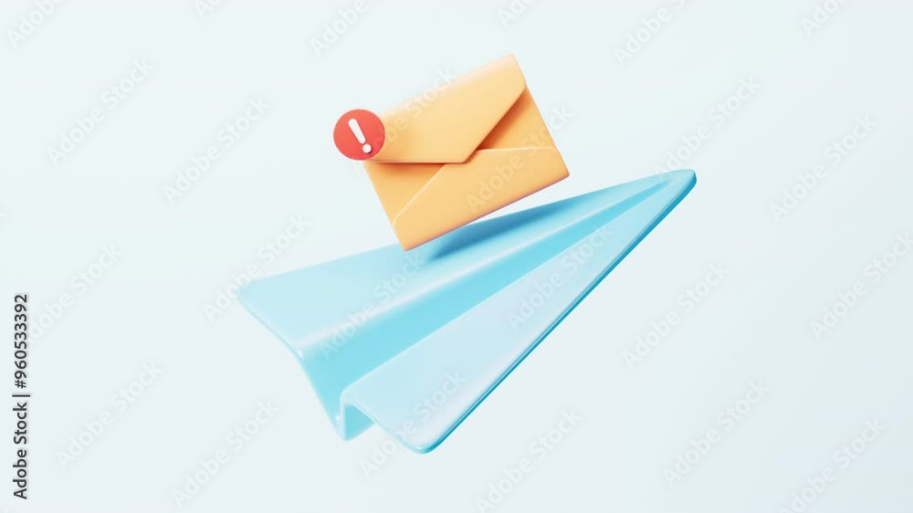 Cartoon an unread mail on the blue paper plane, 3d rendering. Cartoon an unread mail on the blue paper plane, 3d rendering.