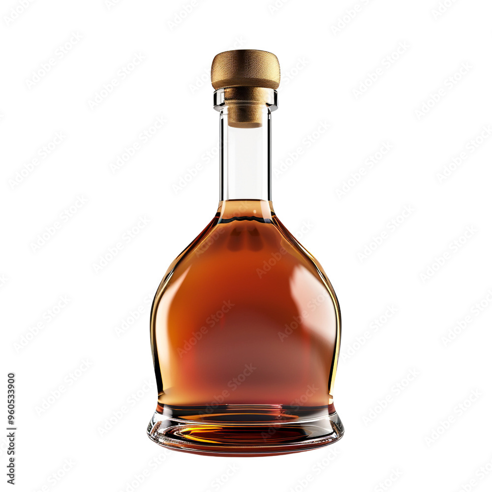 Glass Bottle of Brandy with Golden Cap Glass Bottle of Brandy with Golden Cap